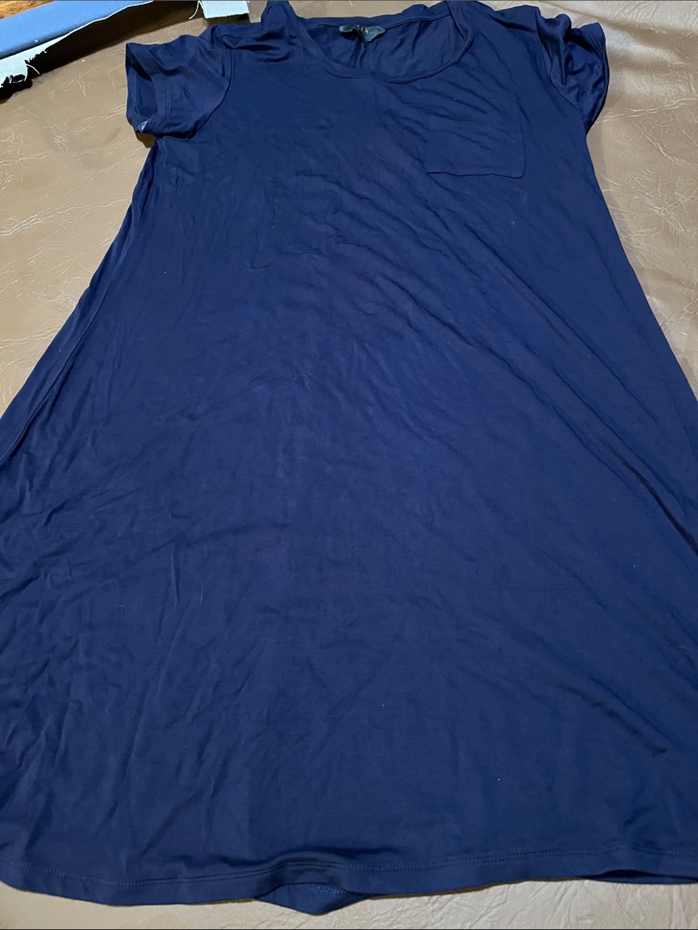 Mi Navy Short Sleeve Swing Mini Dress